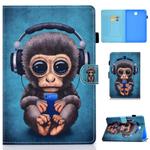 For Galaxy Tab A8.0 T350 Horizontal TPU Painted Flat Feather Case Anti-skid strip with Sleep Function & Pen Cover & Card Slot & Holder(Headphone Monkey)