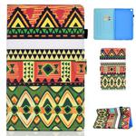 For Galaxy Tab S5e T720 Horizontal TPU Painted Flat Feather Case Anti-skid strip with Sleep Function & Pen Cover & Card Slot & Holder(Folk-custom)