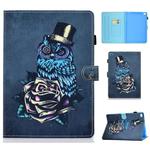 For iPad Air Horizontal TPU Painted Flat Feather Case Anti-skid strip with Sleep Function & Pen Cover & Card Slot & Holder(Owl)