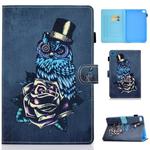 For iPad Mini 1 / 2 / 3 / 4 / 5 Horizontal TPU Painted Flat Feather Case Anti-skid strip with Sleep Function & Pen Cover & Card Slot & Holder(Owl)