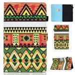 For Kindle Fire HD10 Horizontal TPU Painted Flat Feather Case Anti-skid strip with Sleep Function & Pen Cover & Card Slot & Holder(Folk-custom)