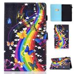 For Kindle Fire HD10 Horizontal TPU Painted Flat Feather Case Anti-skid strip with Sleep Function & Pen Cover & Card Slot & Holder(Music Butterfly)