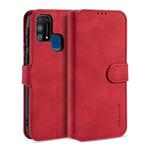 For Galaxy M31 DG.MING Retro Oil Side Horizontal Flip Case with Holder & Card Slots & Wallet(Red)