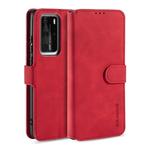 For Huawei P40 Pro DG.MING Retro Oil Side Horizontal Flip Case with Holder & Card Slots & Wallet(Red)