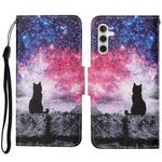 For Samsung Galaxy A34 Colored Drawing Pattern Leather Phone Case(Star Sky Cat)
