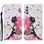 For Samsung Galaxy A34 Colored Drawing Pattern Leather Phone Case(Dancing Girl)