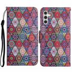 For Samsung Galaxy A34 Colored Drawing Pattern Leather Phone Case(Diamond Kaleidoscope)