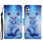 For Samsung Galaxy A54 Colored Drawing Pattern Leather Phone Case(Little Leopard)