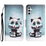 For Samsung Galaxy A34 Colored Drawing Leather Phone Case(Blue Eyes)