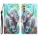 For Samsung Galaxy A34 Colored Drawing Leather Phone Case(Elephant)