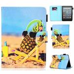 For Amazon Kindle Youth Version 2022 Colored Drawing Stitching Smart Leather Tablet Case(Pineapple)