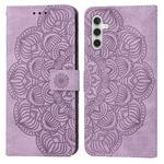 For Samsung Galaxy A34 Mandala Embossed Flip Leather Phone Case(Purple)