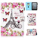 For Amazon Kindle Youth Version 2022 Colored Drawing Stitching Smart Leather Tablet Case(Flower Tower)