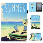For Amazon Kindle Youth Version 2022 Colored Drawing Stitching Smart Leather Tablet Case(Beach)