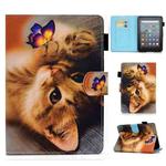 For Amazon Kindle Youth Version 2022 Colored Drawing Stitching Smart Leather Tablet Case(Butterfly Cat)