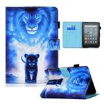 For Amazon Kindle Youth Version 2022 Colored Drawing Stitching Smart Leather Tablet Case(Lion)