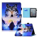 For Amazon Kindle Youth Version 2022 Colored Drawing Stitching Smart Leather Tablet Case(Wolf)