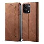 For OPPO Reno9 Denim Texture Leather Phone Case(Brown)