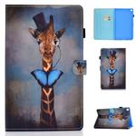 For Galaxy Tab A10.1 T510 Horizontal TPU Painted Flat Feather Case Anti-skid strip with Pen Cover & Card Slot & Holder(Deer)