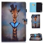 For Kindle Fire HD7 Horizontal TPU Painted Flat Feather Case Anti-skid strip with Pen Cover & Card Slot & Holder(Deer)