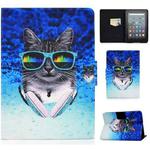 For Amazon Kindle Youth Version 2022 Voltage Colored Drawing Smart Leather Tablet Case(Headphone Cat)