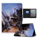 For Amazon Kindle Youth Version 2022 Voltage Colored Drawing Smart Leather Tablet Case(Cat and Tiger)