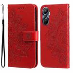 For Infinix Hot 20 4G 7-petal Flowers Embossing Leather Phone Case(Red)