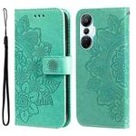 For Infinix Hot 20s 7-petal Flowers Embossing Leather Phone Case(Green)