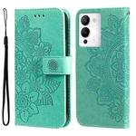 For Infinix Note 12 / G96 7-petal Flowers Embossing Leather Phone Case(Green)