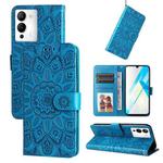 For Infinix Note 12 / G96 Embossed Sunflower Leather Phone Case(Blue)