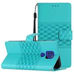 For Motorola Moto G9 / G9 Play Diamond Embossed Skin Feel Leather Phone Case with Lanyard(Blue)