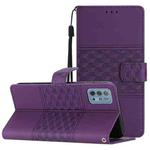 For Motorola Moto G10 / G20 / G30 Diamond Embossed Skin Feel Leather Phone Case with Lanyard(Purple)