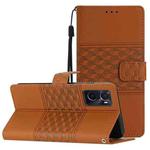 For OPPO A76 / A36 / A96 Diamond Embossed Skin Feel Leather Phone Case with Lanyard(Brown)