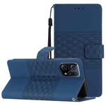 For OPPO Find X5 Diamond Embossed Skin Feel Leather Phone Case with Lanyard(Dark Blue)