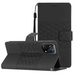 For OPPO Find X5 Diamond Embossed Skin Feel Leather Phone Case with Lanyard(Black)
