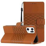 For OPPO Find X5 Pro Diamond Embossed Skin Feel Leather Phone Case with Lanyard(Brown)