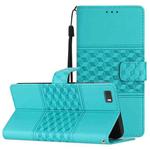For Huawei P8 Lite Diamond Embossed Skin Feel Leather Phone Case with Lanyard(Blue)