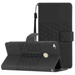 For Huawei P8 Lite 2017 Diamond Embossed Skin Feel Leather Phone Case with Lanyard(Black)