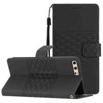 For Huawei P10 Diamond Embossed Skin Feel Leather Phone Case with Lanyard(Black)