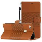 For Huawei P10 Lite Diamond Embossed Skin Feel Leather Phone Case with Lanyard(Brown)