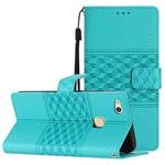 For Huawei P10 Lite Diamond Embossed Skin Feel Leather Phone Case with Lanyard(Blue)