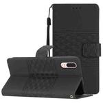 For Huawei P20 Diamond Embossed Skin Feel Leather Phone Case with Lanyard(Black)