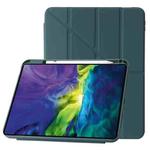 For iPad 10th Gen 10.9 2022 Deformation Transparent Acrylic Leather Tablet Case(Deep Green)