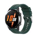 For Huawei Watch Buds / Watch 3 Pro New 20mm Silicone Silver Buckle Watch Band(Dark Green)