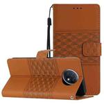 For Xiaomi Redmi Note 9 5G / Note 9T Diamond Embossed Skin Feel Leather Phone Case with Lanyard(Brown)