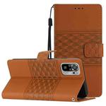 For Xiaomi Redmi Note 10 / Note 10S Diamond Embossed Skin Feel Leather Phone Case with Lanyard(Brown)