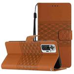 For Xiaomi Redmi Note 10 Pro / 10 Pro Max Diamond Embossed Skin Feel Leather Phone Case with Lanyard(Brown)