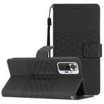 For Xiaomi Redmi Note 10 Pro / 10 Pro Max Diamond Embossed Skin Feel Leather Phone Case with Lanyard(Black)