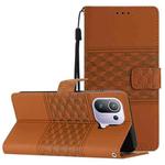 For Xiaomi Mi 11 Pro Diamond Embossed Skin Feel Leather Phone Case with Lanyard(Brown)