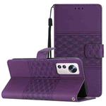 For Xiaomi 12 Lite Diamond Embossed Skin Feel Leather Phone Case with Lanyard(Purple)